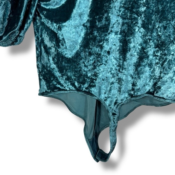 Free People Intimately Don't You Wish Velvet Bodysuit, Deep Teal, Size Large - Picture 11 of 15